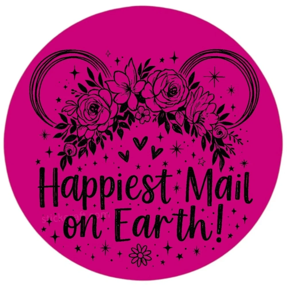 Happiest Mail on Earth Sticker 2” | Cute  DISNEY Label | Small Biz Packaging